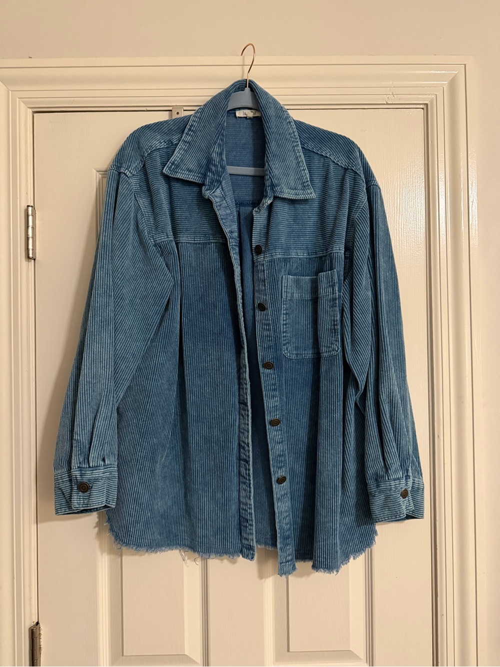 Blue Corduroy Shacket Jacket - Women